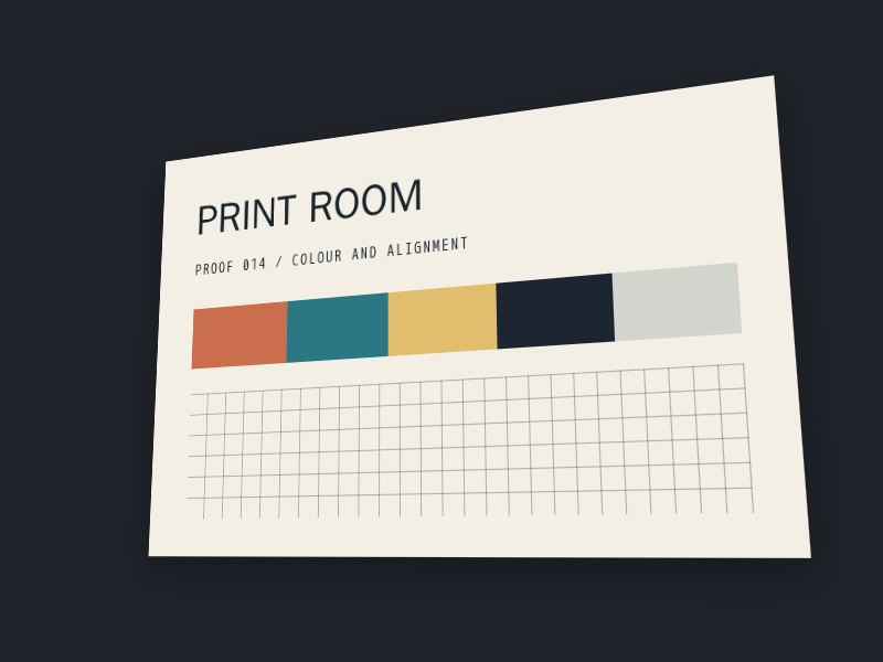 Tilted print-room colour and alignment proof